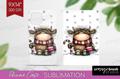 Highland Cow Phone Case PNG - Whimsical Christmas Case PNG Product Image 1