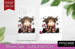 Highland Cow Phone Case PNG - Whimsical Christmas Case PNG Product Image 1
