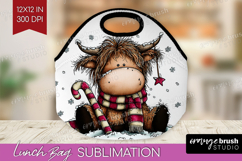 Highland Cow Lunch Bag - Whimsical Christmas Lunch Bug PNG Product Image 1