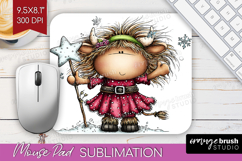 Highland Cow Mouse Pad Sublimation - Whimsical Christmas PNG Product Image 1