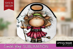 Highland Cow Lunch Bag - Whimsical Christmas Lunch Bug PNG Product Image 1
