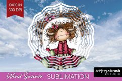 Highland Cow Wind Spinner Sublimation PNG - Whimsical Round Product Image 1