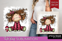 Highland Cow Tote Bag - Whimsical Christmas Tote Bag PNG Product Image 1