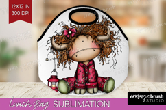 Highland Cow Lunch Bag - Whimsical Christmas Lunch Bug PNG Product Image 1