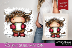 Highland Cow Tote Bag - Whimsical Christmas Tote Bag PNG Product Image 1