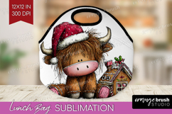 Highland Cow Lunch Bag - Whimsical Christmas Lunch Bug PNG Product Image 1