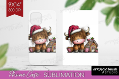 Highland Cow Phone Case PNG - Whimsical Christmas Case PNG Product Image 1