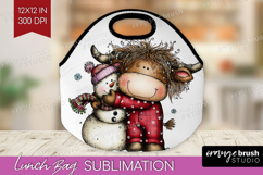 Highland Cow Lunch Bag - Whimsical Christmas Lunch Bug PNG Product Image 1