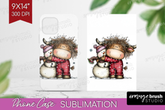 Highland Cow Phone Case PNG - Whimsical Christmas Case PNG Product Image 1