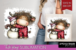 Highland Cow Tote Bag - Whimsical Christmas Tote Bag PNG Product Image 1