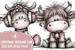 Christmas Highland Cow Sublimation Product Image 1