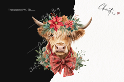 Christmas Highland Cow Clipart | Christmas PNG Product Image 2