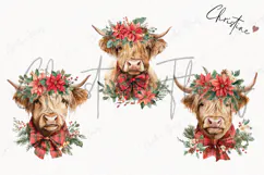 Christmas Highland Cow Clipart | Christmas PNG Product Image 3
