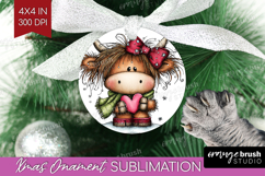 Highland Cow Ornament PNG - Whimsical Christmas PNG Product Image 1