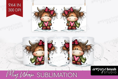 Highland Cow Mug Wrap - Whimsical Christmas Mug PNG Product Image 1