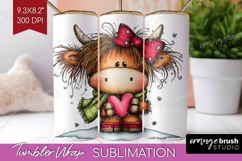 Highland Cow Tumbler Wrap - Whimsical Christmas Tumbler PNG Product Image 1