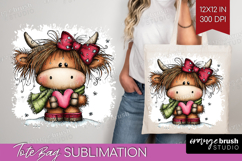 Highland Cow Tote Bag - Whimsical Christmas Tote Bag PNG Product Image 1