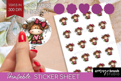Highland Cow Round Sticker - Whimsical Christmas Printable Product Image 1
