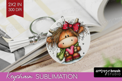 Highland Cow Keychain PNG - Whimsical Christmas Keychain Product Image 1