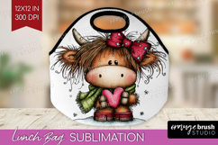 Highland Cow Lunch Bag - Whimsical Christmas Lunch Bug PNG Product Image 1