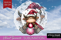 Highland Cow Wind Spinner Sublimation PNG - Whimsical Round Product Image 1