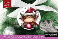 Highland Cow Ornament PNG - Whimsical Christmas PNG Product Image 1