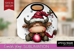 Highland Cow Lunch Bag - Whimsical Christmas Lunch Bug PNG Product Image 1