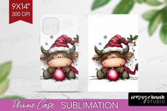 Highland Cow Phone Case PNG - Whimsical Christmas Case PNG Product Image 1