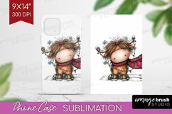 Highland Cow Phone Case PNG - Whimsical Christmas Case PNG Product Image 1