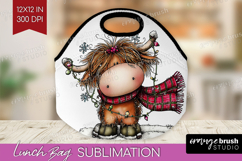 Highland Cow Lunch Bag - Whimsical Christmas Lunch Bug PNG Product Image 1