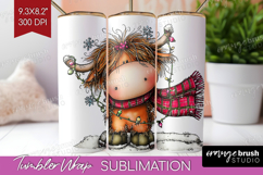 Highland Cow Tumbler Wrap - Whimsical Christmas Tumbler PNG Product Image 1