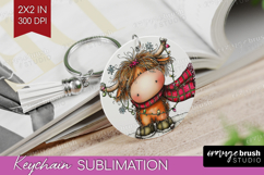 Highland Cow Keychain PNG - Whimsical Christmas Keychain Product Image 1
