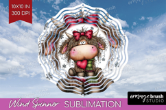 Highland Cow Wind Spinner Sublimation PNG - Whimsical Round Product Image 1