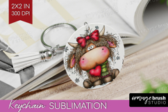 Highland Cow Keychain PNG - Whimsical Christmas Keychain Product Image 1