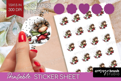 Highland Cow Round Sticker - Whimsical Christmas Printable Product Image 1