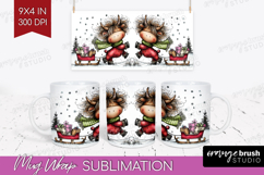 Highland Cow Mug Wrap - Whimsical Christmas Mug PNG Product Image 1