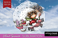 Highland Cow Wind Spinner Sublimation PNG - Whimsical Round Product Image 1
