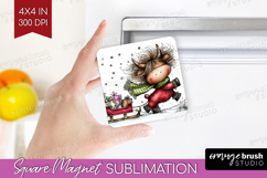 Highland Cow Magnet Sublimation - Whimsical Christmas Square Product Image 1