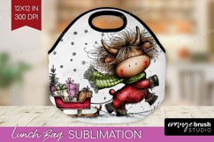 Highland Cow Lunch Bag - Whimsical Christmas Lunch Bug PNG Product Image 1