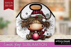 Highland Cow Lunch Bag - Whimsical Christmas Lunch Bug PNG Product Image 1