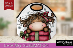 Highland Cow Lunch Bag - Whimsical Christmas Lunch Bug PNG Product Image 1
