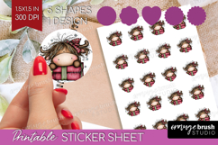 Highland Cow Round Sticker - Whimsical Christmas Printable Product Image 1