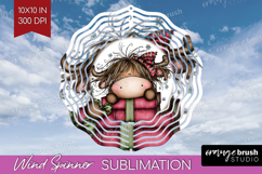 Highland Cow Wind Spinner Sublimation PNG - Whimsical Round Product Image 1