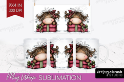 Highland Cow Mug Wrap - Whimsical Christmas Mug PNG Product Image 1