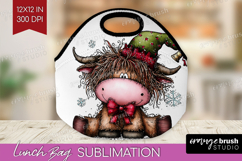 Highland Cow Lunch Bag - Whimsical Christmas Lunch Bug PNG Product Image 1