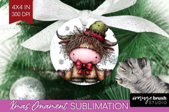 Highland Cow Ornament PNG - Whimsical Christmas PNG Product Image 1