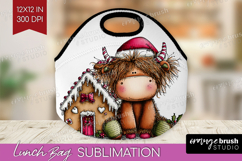 Highland Cow Lunch Bag - Whimsical Christmas Lunch Bug PNG Product Image 1