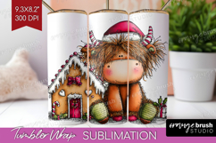 Highland Cow Tumbler Wrap - Whimsical Christmas Tumbler PNG Product Image 1