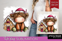 Highland Cow Tote Bag - Whimsical Christmas Tote Bag PNG Product Image 1