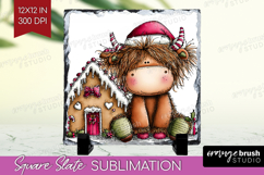 Highland Cow Slate PNG - Whimsical Christmas Square Slate Product Image 1